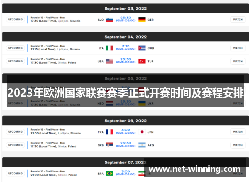 2023年欧洲国家联赛赛季正式开赛时间及赛程安排