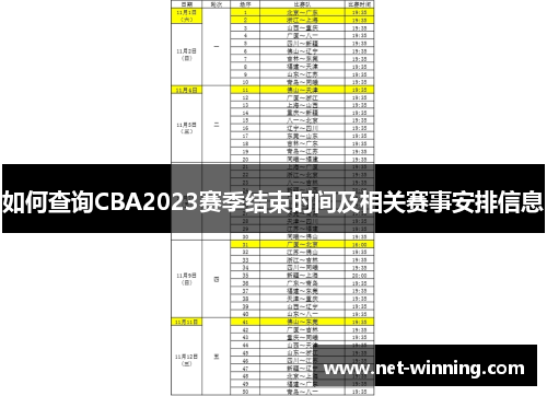 如何查询CBA2023赛季结束时间及相关赛事安排信息